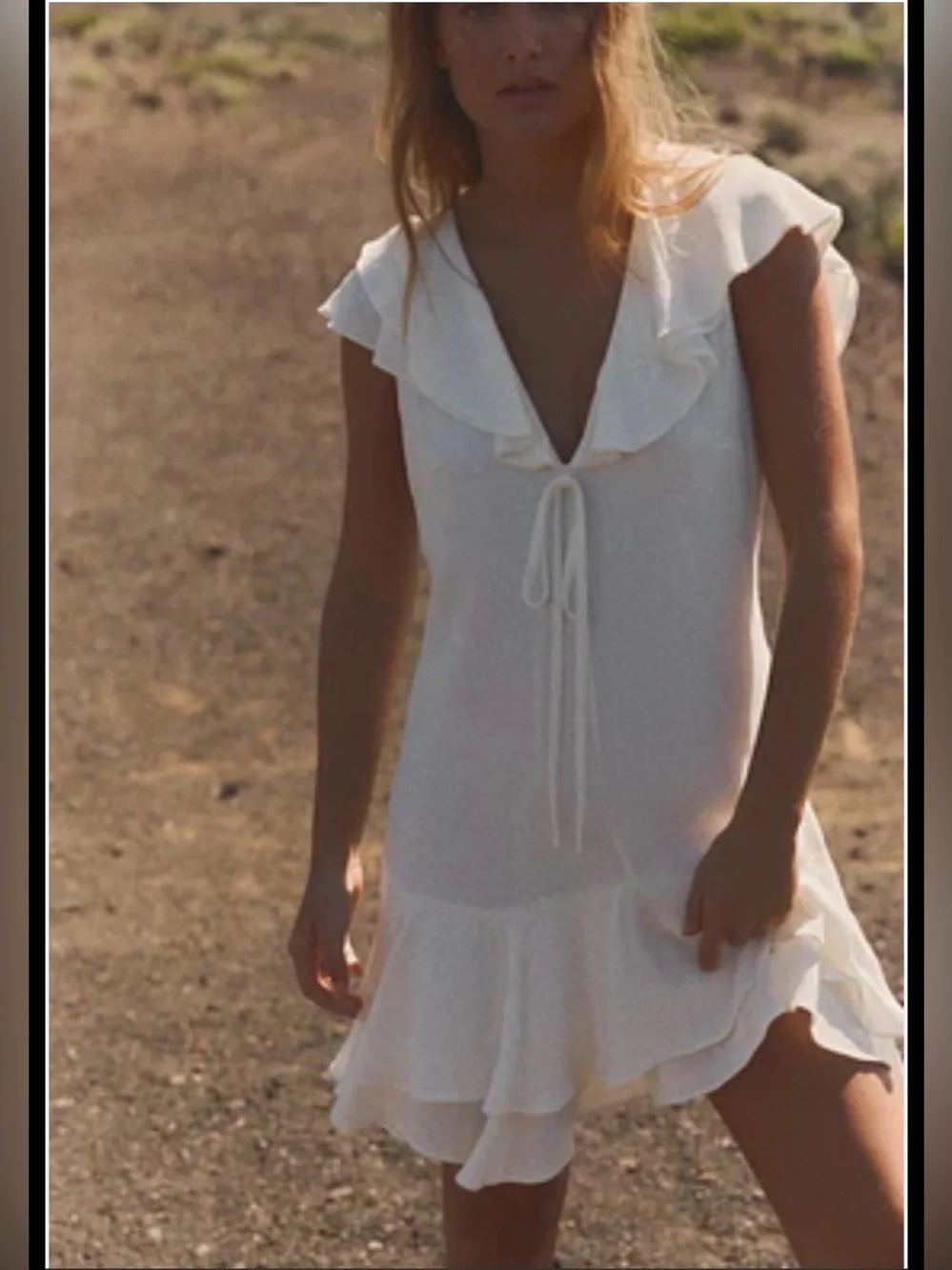 Zara Cream Ruffle Mini Dress - Picture 1 of 6